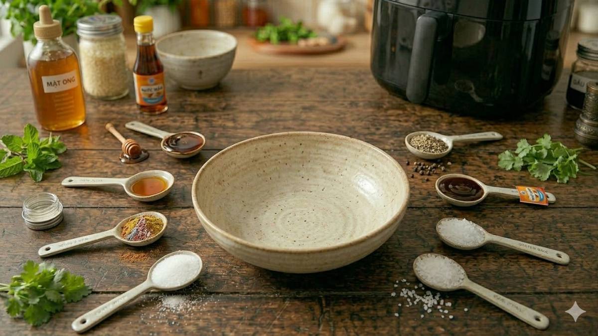 Những gia vị cần thiết để ướp món vịt cháy tỏi bằng nồi chiên không dầu