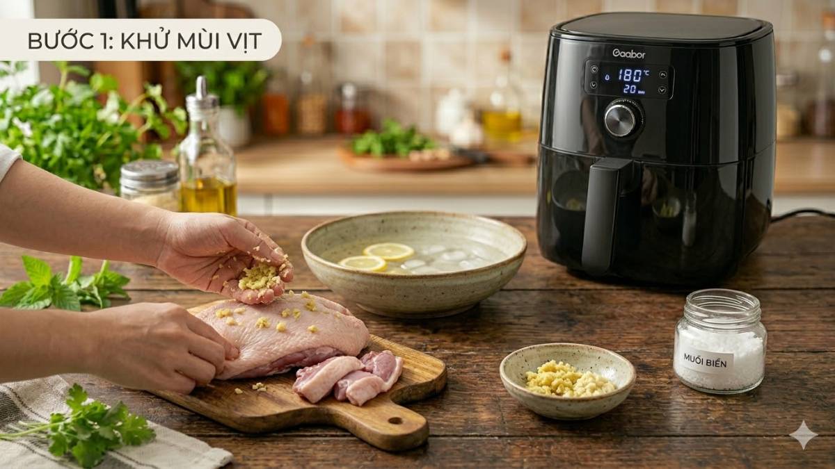 Cách làm vịt cháy tỏi bằng nồi chiên không dầu - Sơ chế thịt vịt