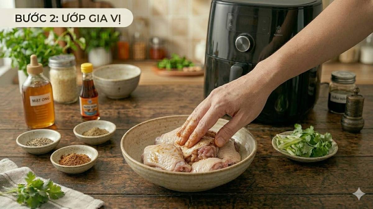 Cách làm vịt cháy tỏi bằng nồi chiên không dầu - Ướp thịt vịt cho ngấm vị