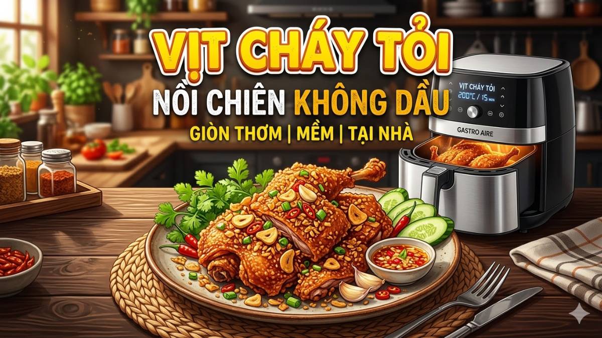 Cách làm vịt cháy tỏi bằng nồi chiên không dầu giòn thơm, mềm tại nhà