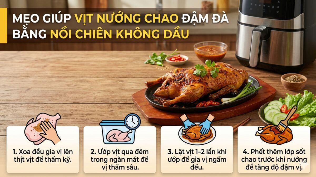 Mẹo giúp vịt nướng chao đậm đà hơn