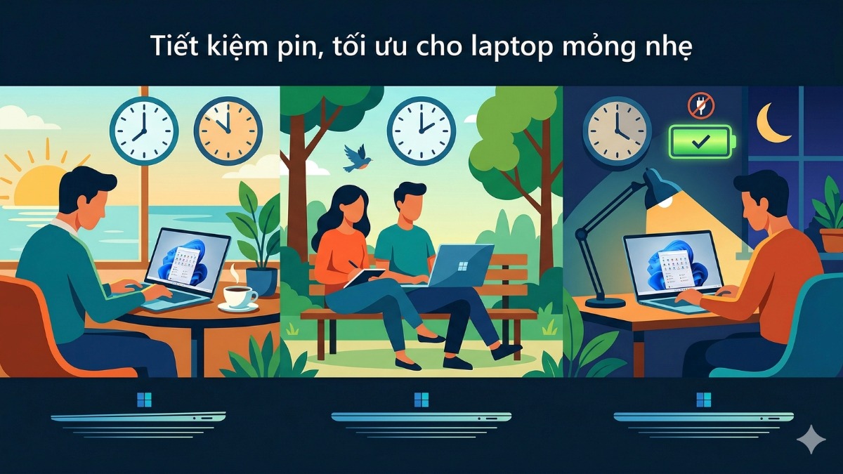 Tiết kiệm pin, tối ưu cho laptop mỏng nhẹ