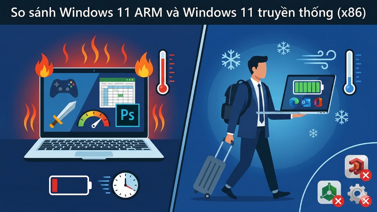 So sánh Windows 11 ARM và Windows 11 truyền thống