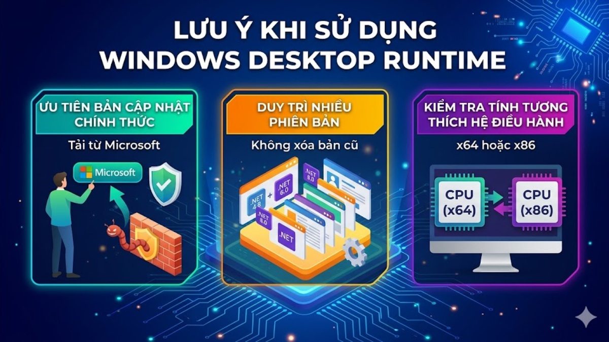 Một số lưu ý khi sử dụng Windows Desktop Runtime