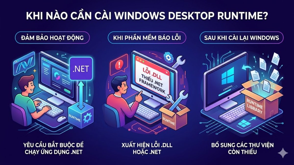 Những trường hợp cần cài Windows Desktop Runtime