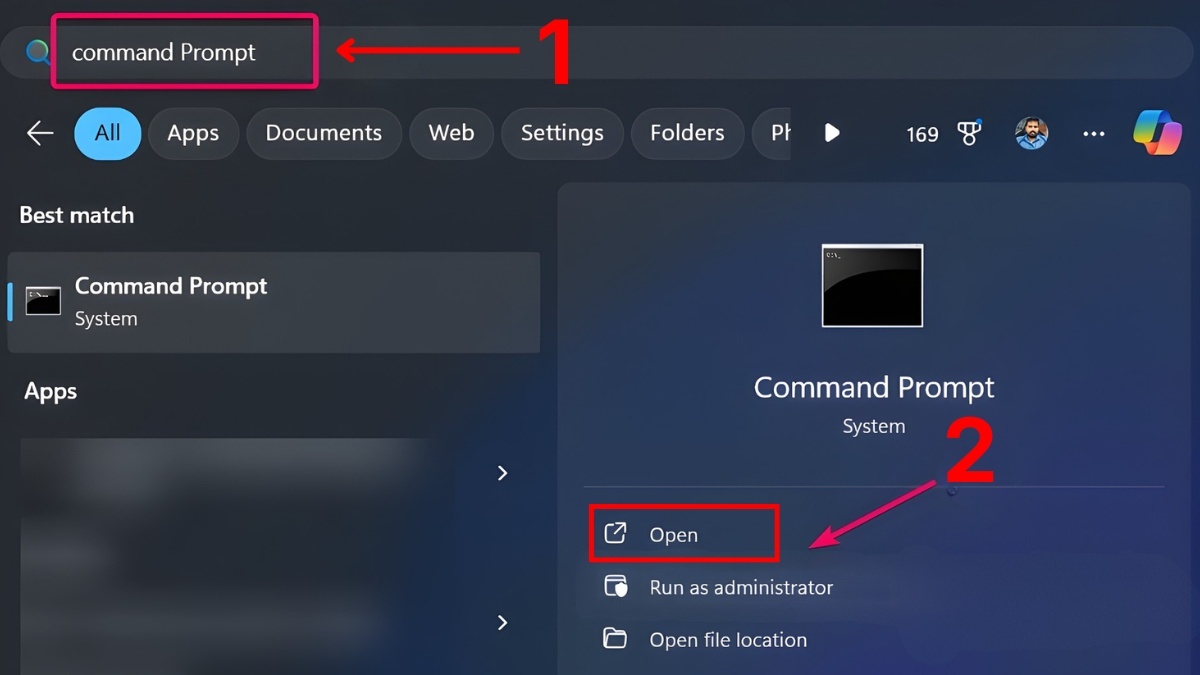 Khởi chạy Command Prompt