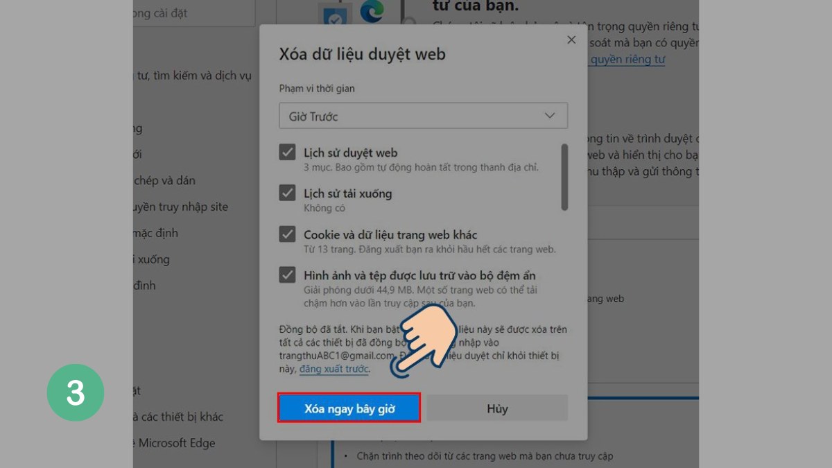 Xóa Cache trên Microsoft Edge bước 3 (Hình minh họa)