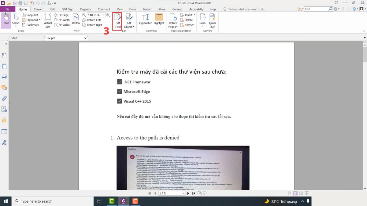 Xóa chữ trong PDF bằng Foxit Phantom PDF bước 2