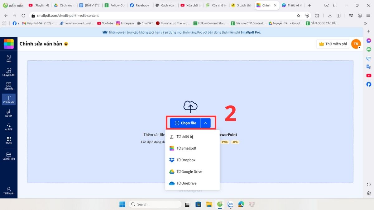 Xóa chữ trong PDF bằng SmallPDF bước 2