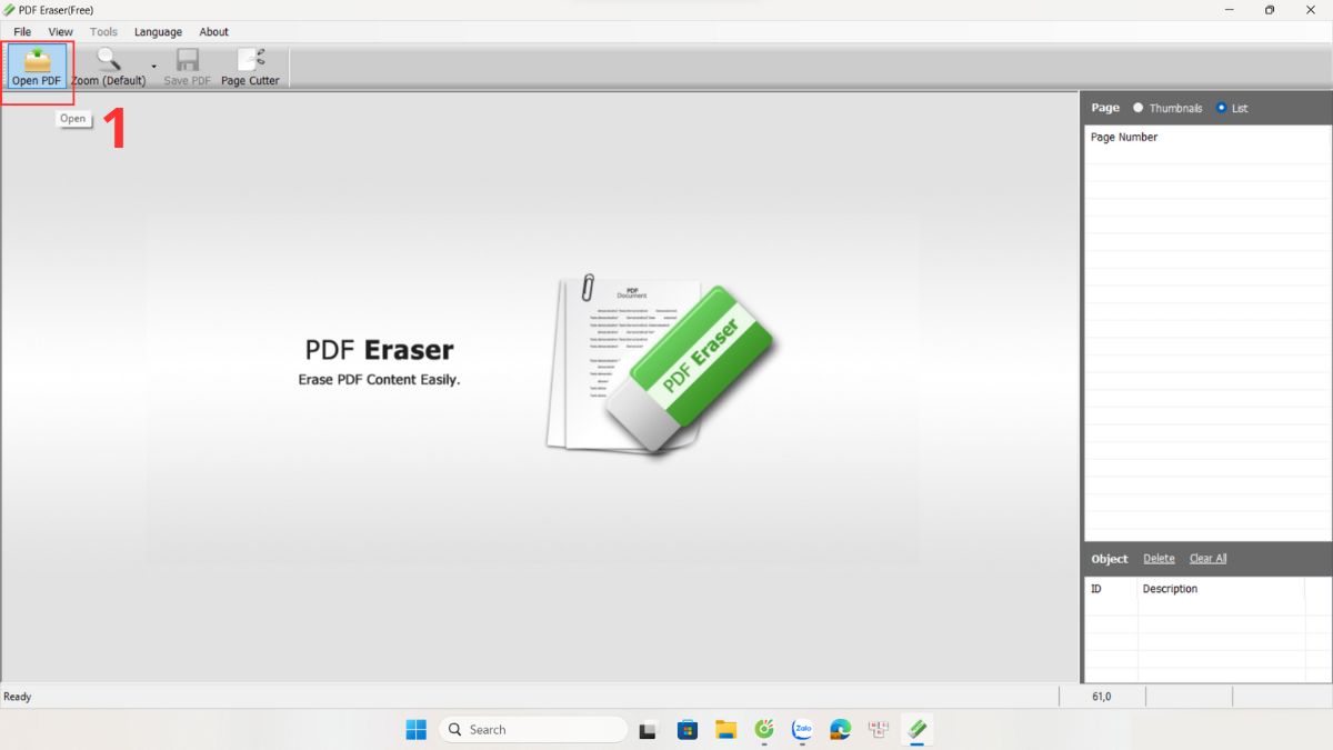 Xóa chữ trong PDF bằng PDF Eraser bước 1
