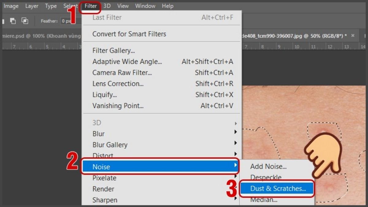 Cách xóa mụn trong photoshop bằng Lasso Tool bước 3 (Hình minh họa)