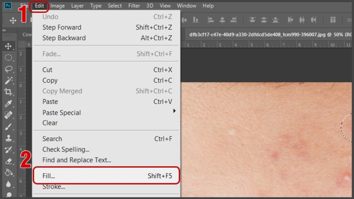 Cách xóa mụn trong Photoshop bằng lệnh Fill bước 3 (Hình minh họa)