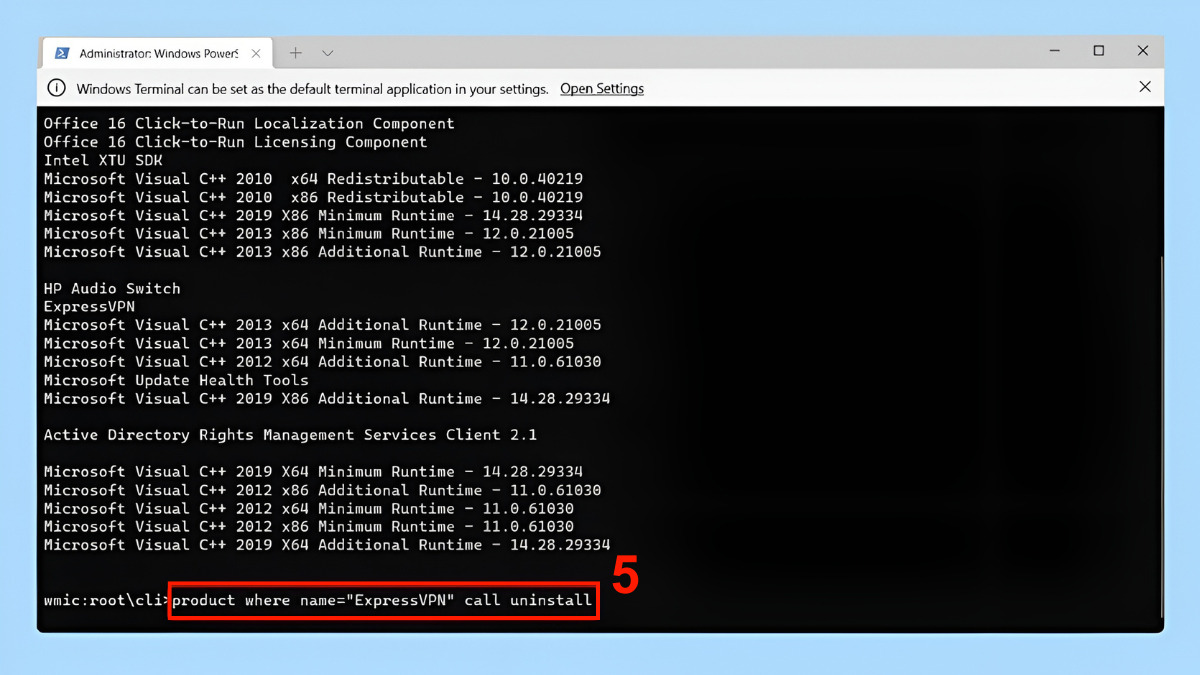 Xóa ứng dụng bằng Command Prompt bước 4