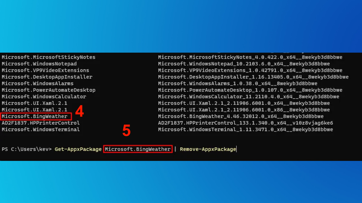 Xóa ứng dụng trên Win 11 thông qua PowerShell bước 3