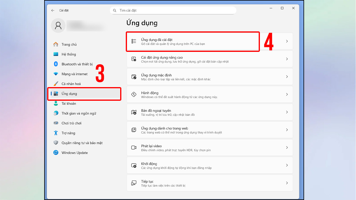 Xóa ứng dụng trên Win 11 bằng Settings bước 2