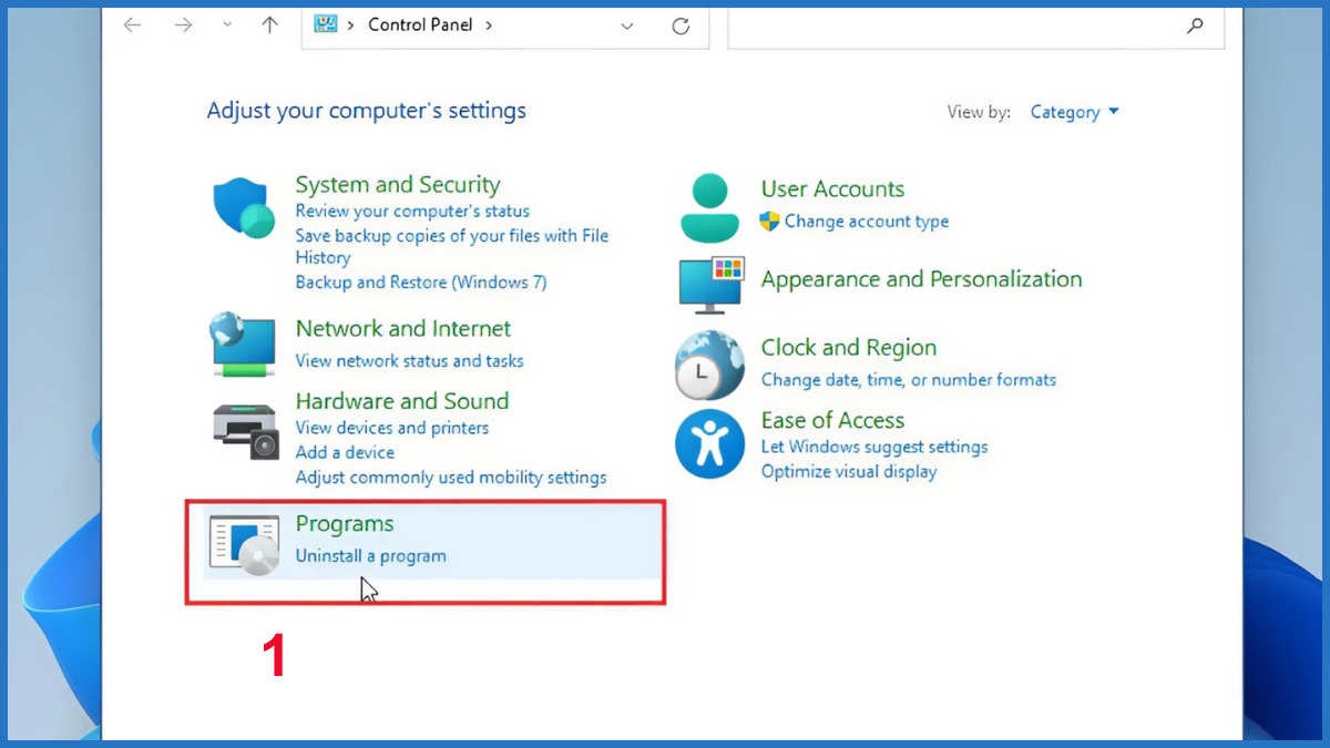 Xóa ứng dụng trên Win 11 bằng Control Panel bước 1