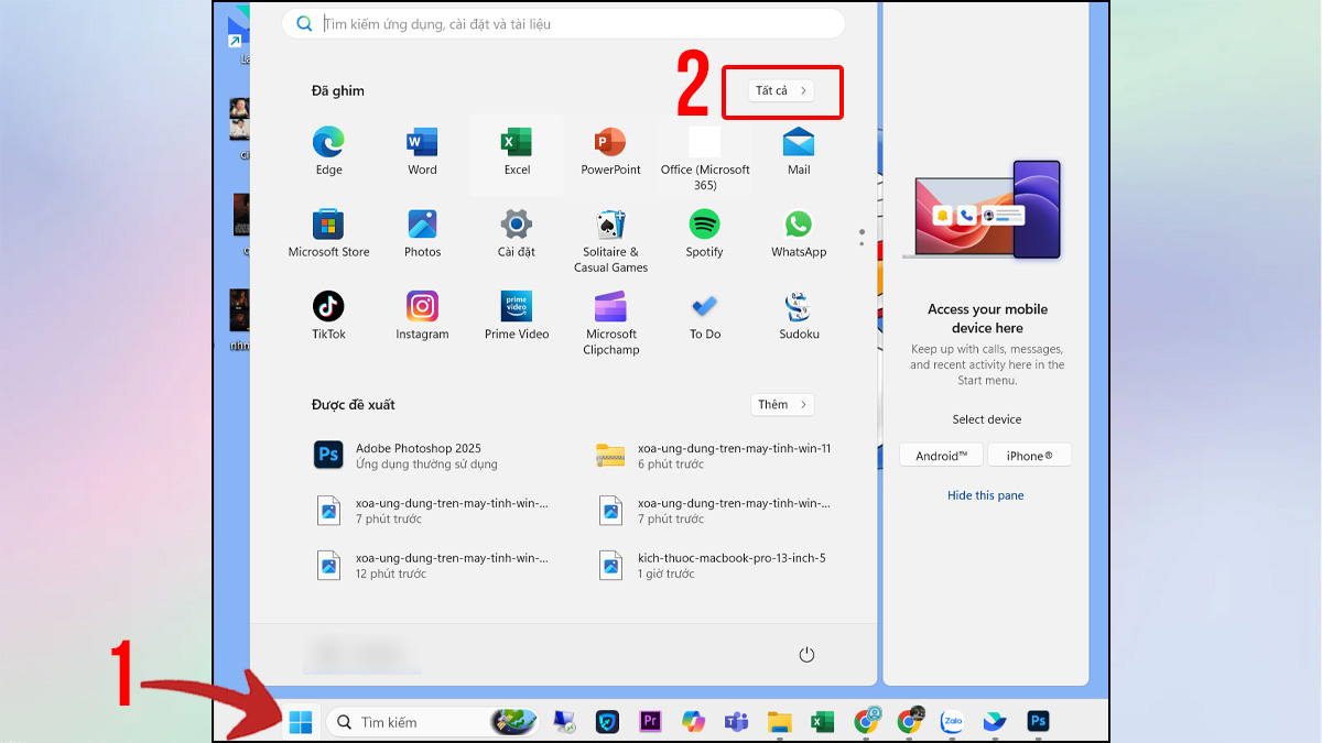Gỡ ứng dụng thông qua Start Menu bước 1
