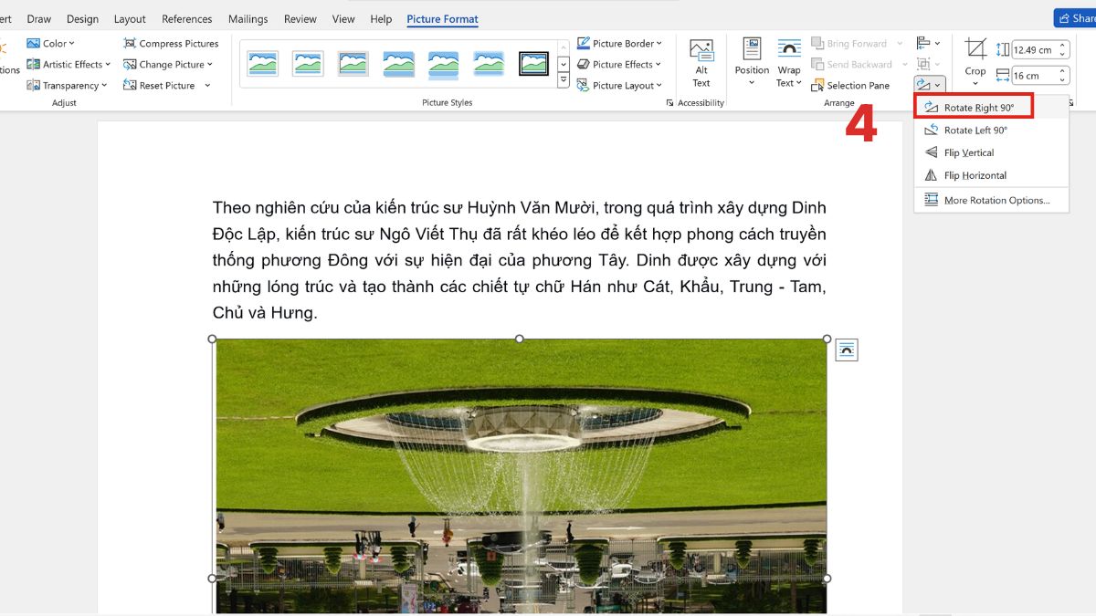 Xoay ảnh trong Word bằng công cụ Rotate bước 3