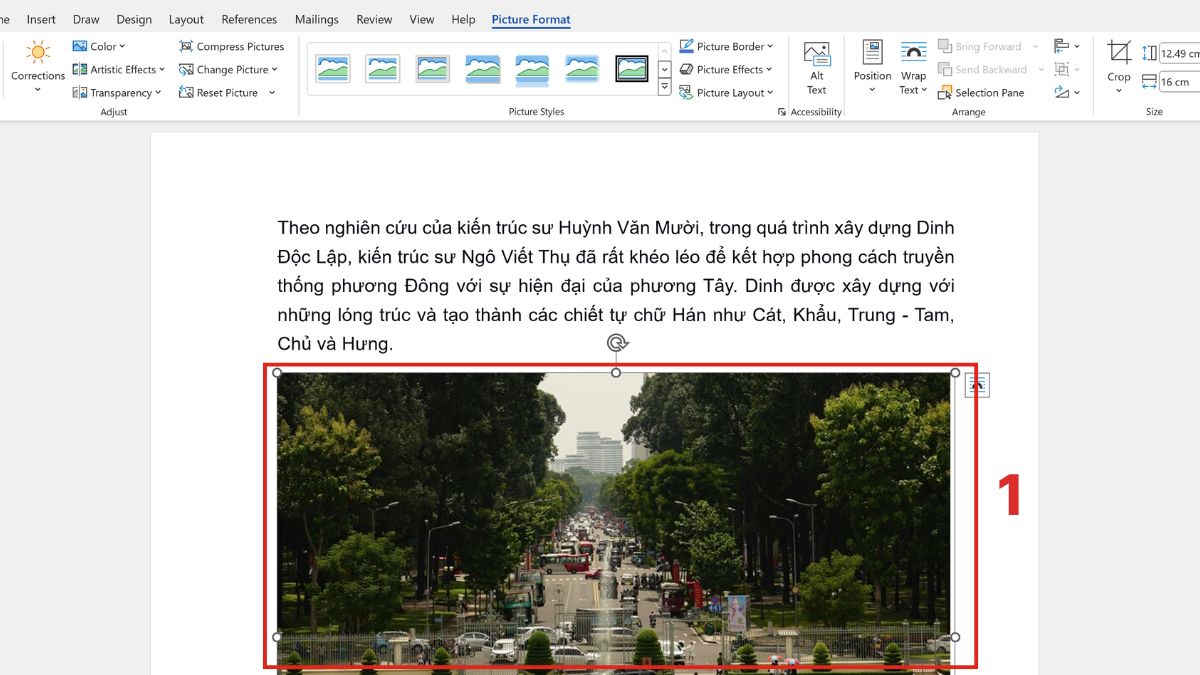 Xoay ảnh trong Word theo tọa độ tùy thích bước 1