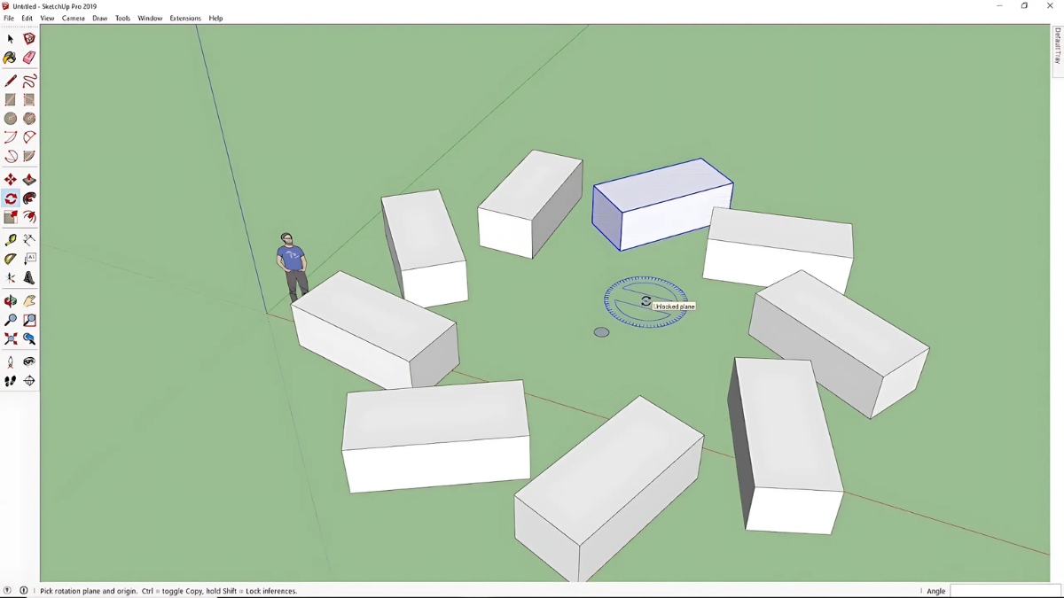 Việc xoay đối tượng trong Sketchup hỗ trợ tối ưu bố cục trong thiết kế