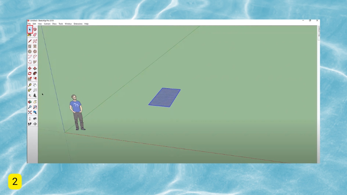 Hướng dẫn xoay đối tượng trong Sketchup bước 2 (Hình minh họa)