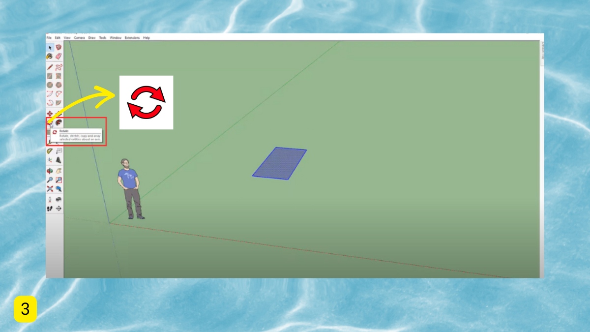 Hướng dẫn xoay đối tượng trong Sketchup bước 3 (Hình minh họa)