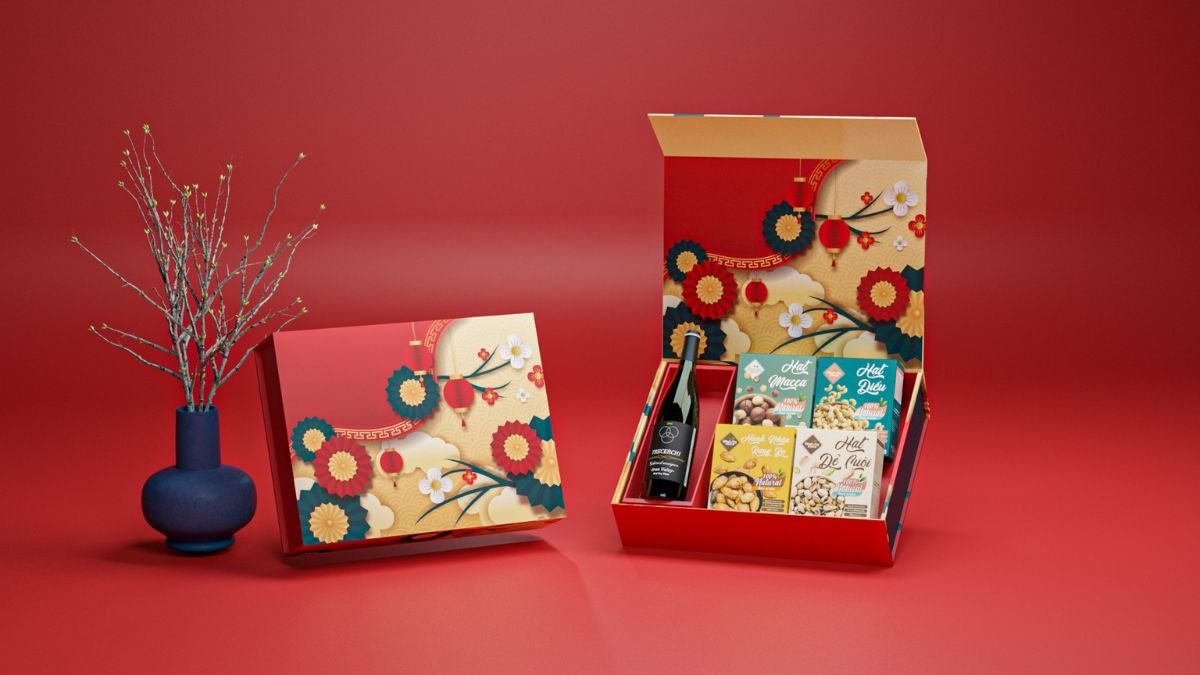 Hộp quà Tết thanh lịch phù hợp với xu hướng quà Tết 2026