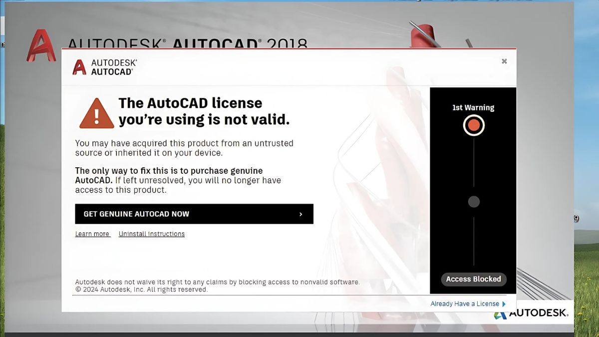 Các nguyên nhân gây lỗi You no longer have access to AutoCAD