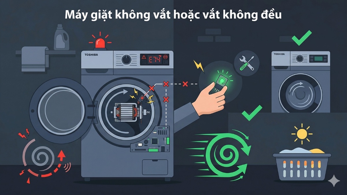 Máy giặt không vắt hoặc vắt không đều