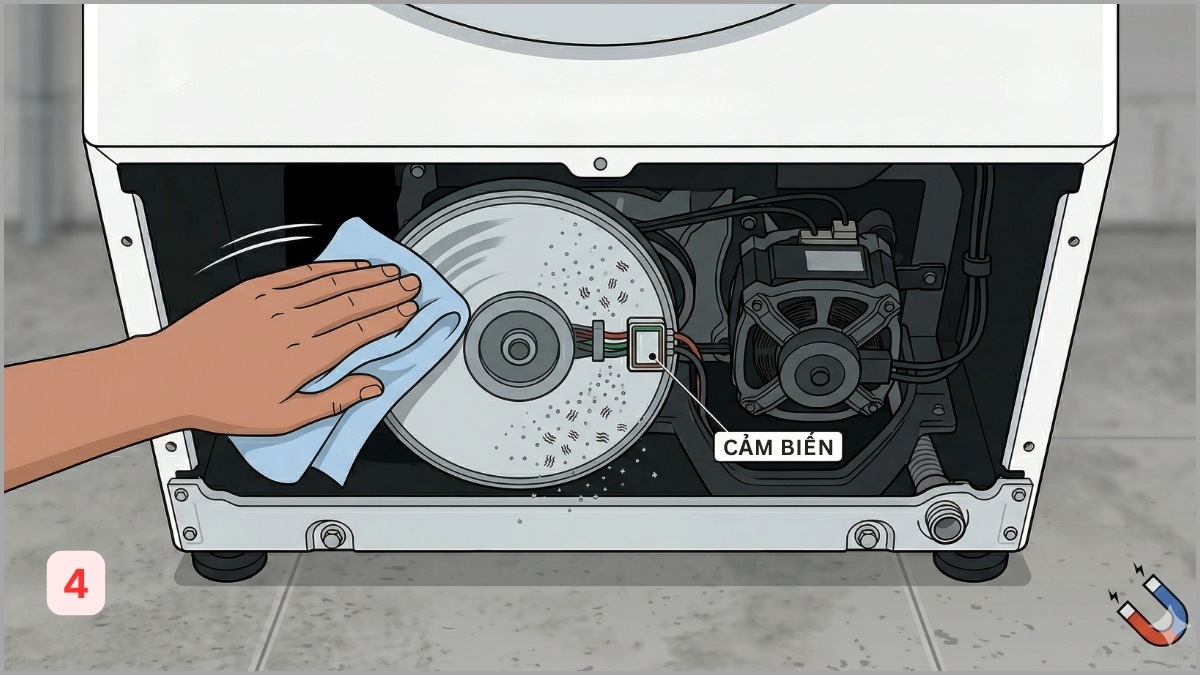 Dùng khăn khô lau sạch bụi bẩn