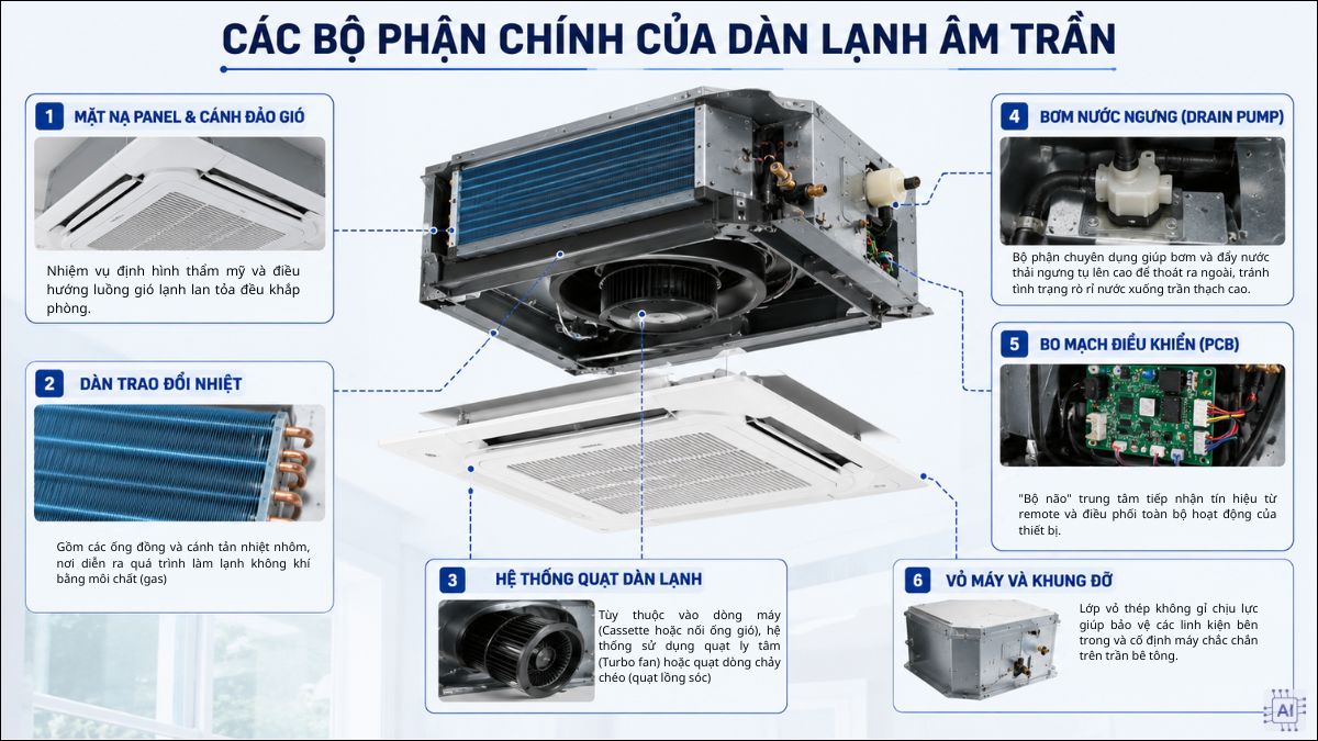 Cấu tạo và nguyên lý hoạt động của điều hòa âm trần