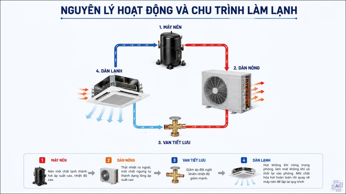 Nguyên lý hoạt động và chu trình làm lạnh