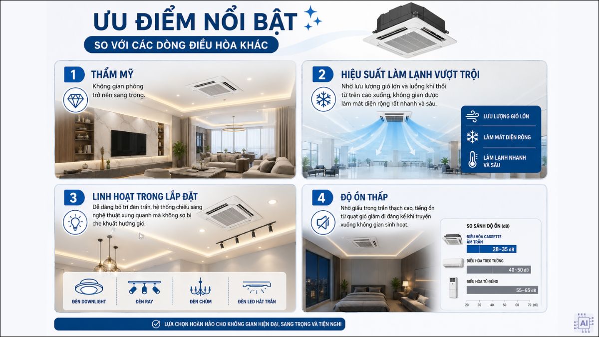 Điểm mạnh của điều hòa âm trần