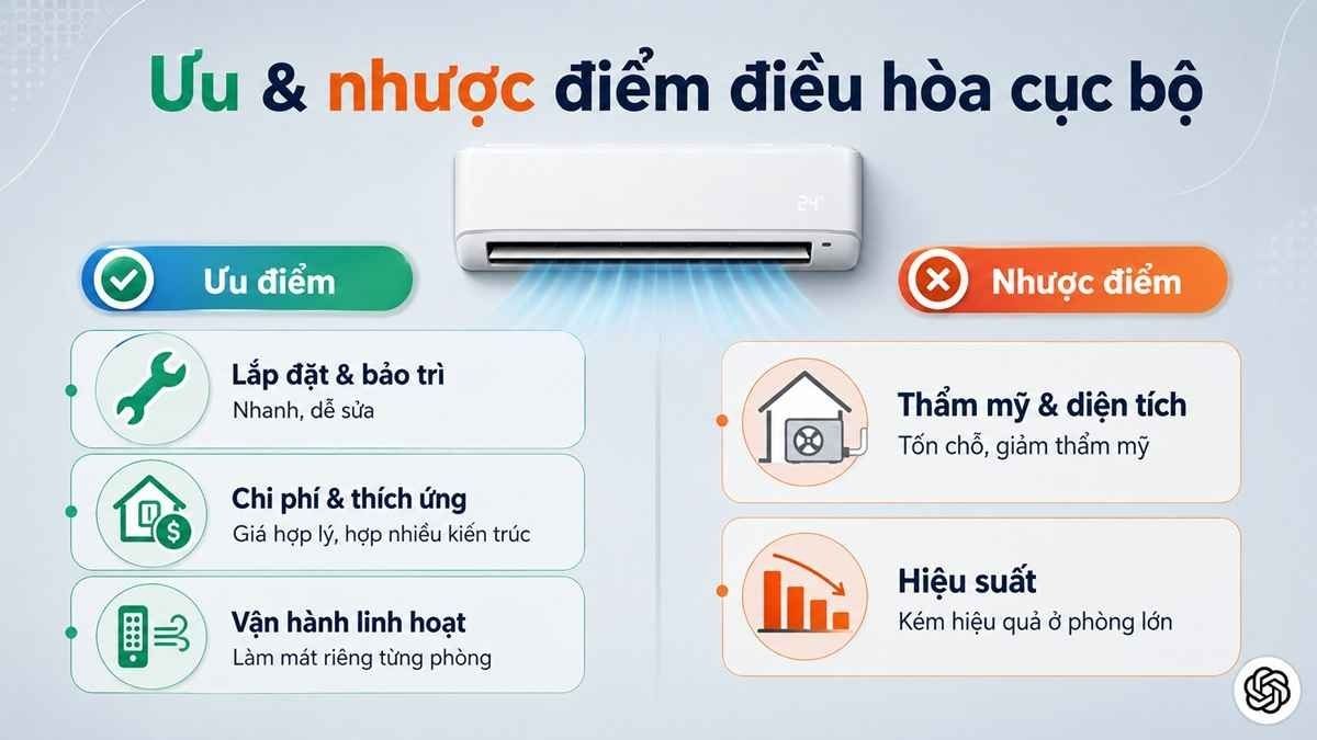 Ưu và nhược điểm của điều hòa cục bộ