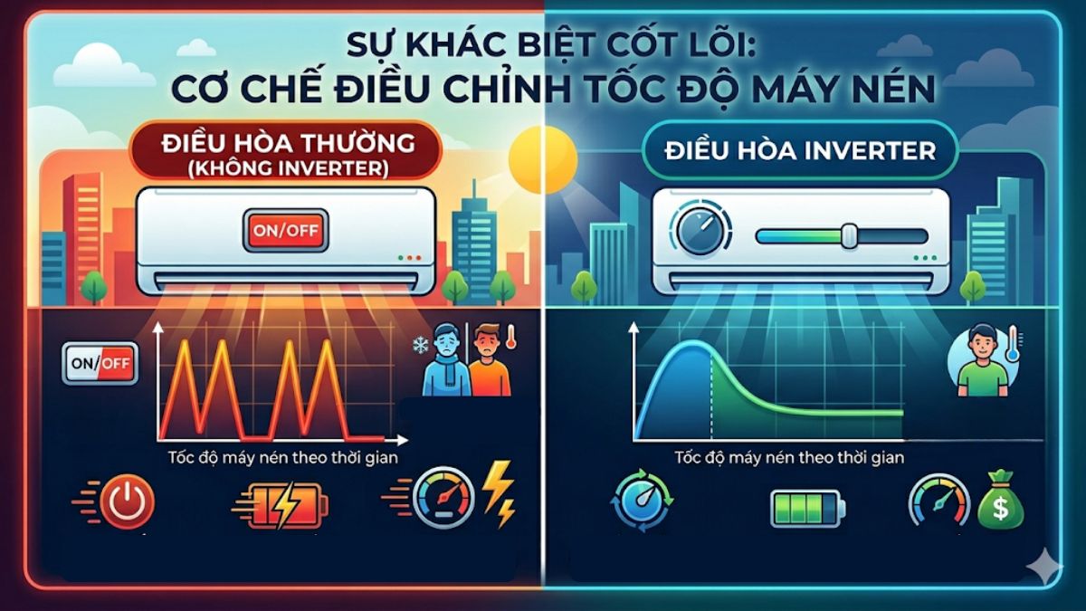 Điều hòa inverter khác điều hòa thường như thế nào?