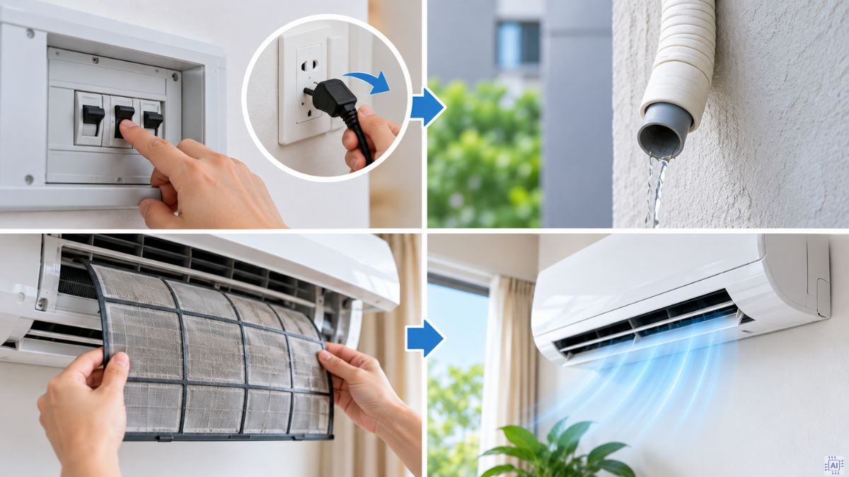 Khắc phục điều hòa không ra nước