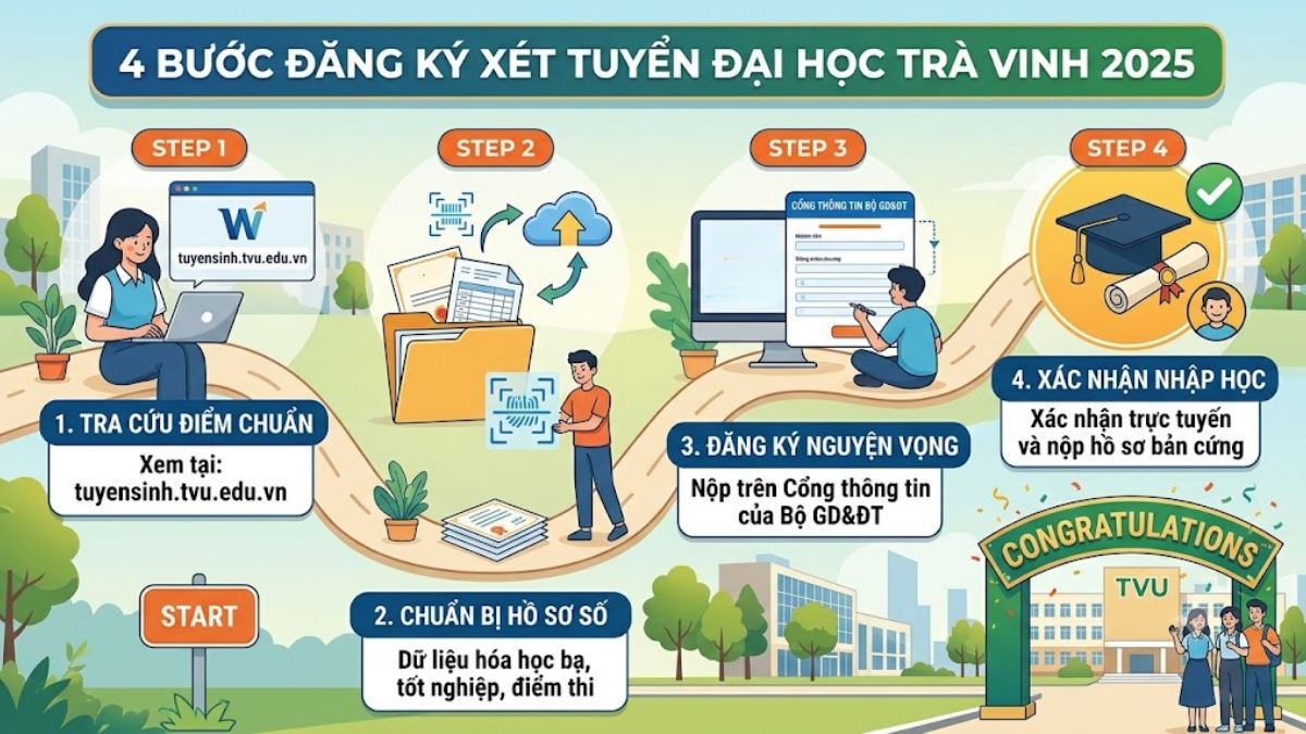 Cách tra cứu và nộp hồ sơ xét tuyển Đại học Trà Vinh 2025