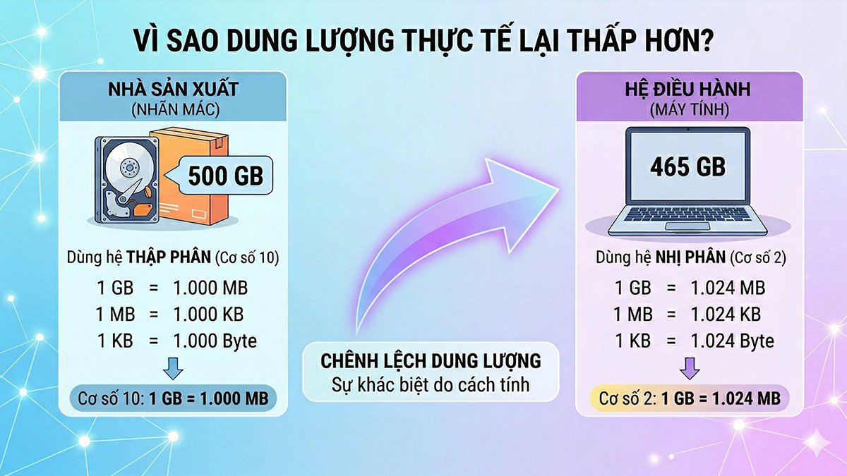 Tại sao ổ cứng bị mất dung lượng?