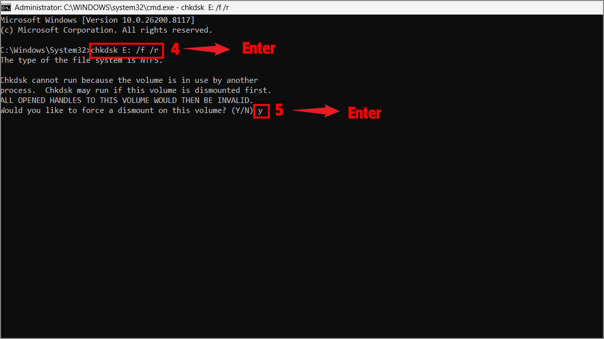 Nhập lệnh kiểm tra