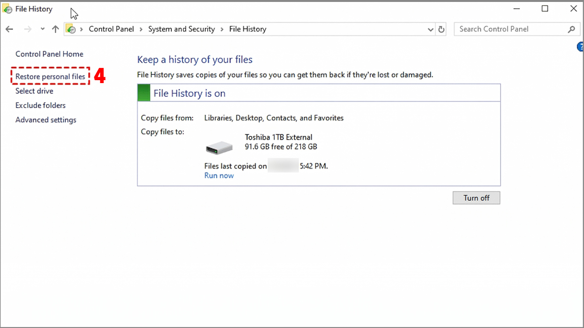 Nhấn Restore personal files
