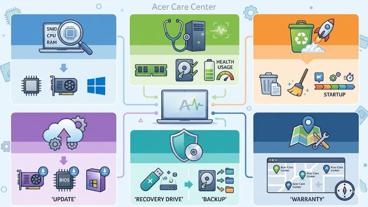 Các tính năng chính của Acer Care Center