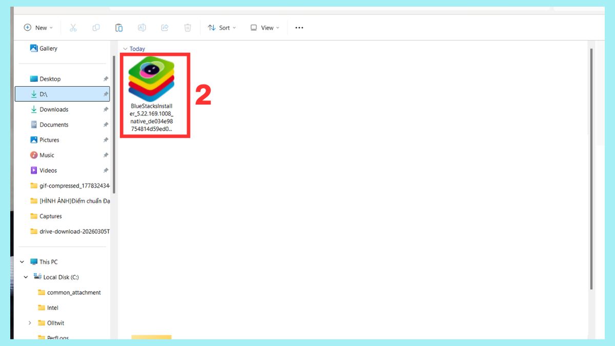 Mở file cài đặt BlueStacks