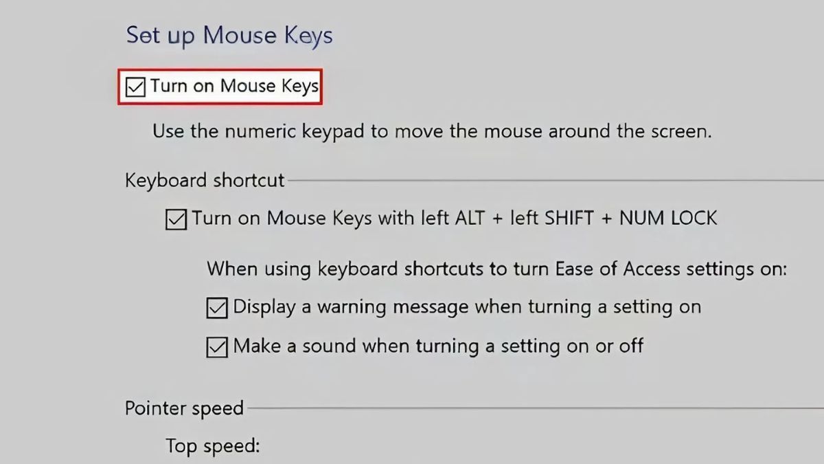 Tắt chế độ Mouse Keys trong Windows