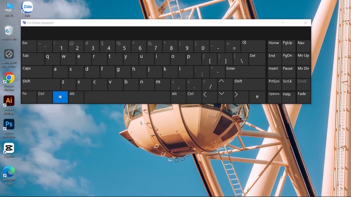 Sử dụng bàn phím ảo On-Screen Keyboard tạm thời
