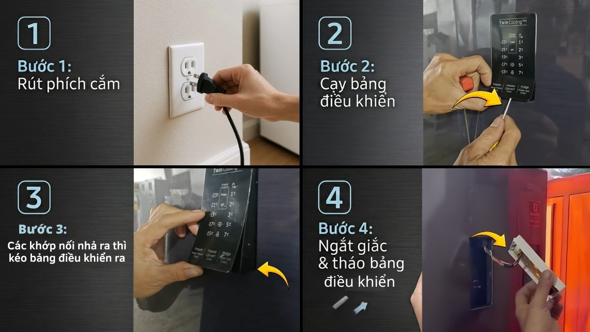 Cách tháo bảng điều khiển tủ lạnh Samsung