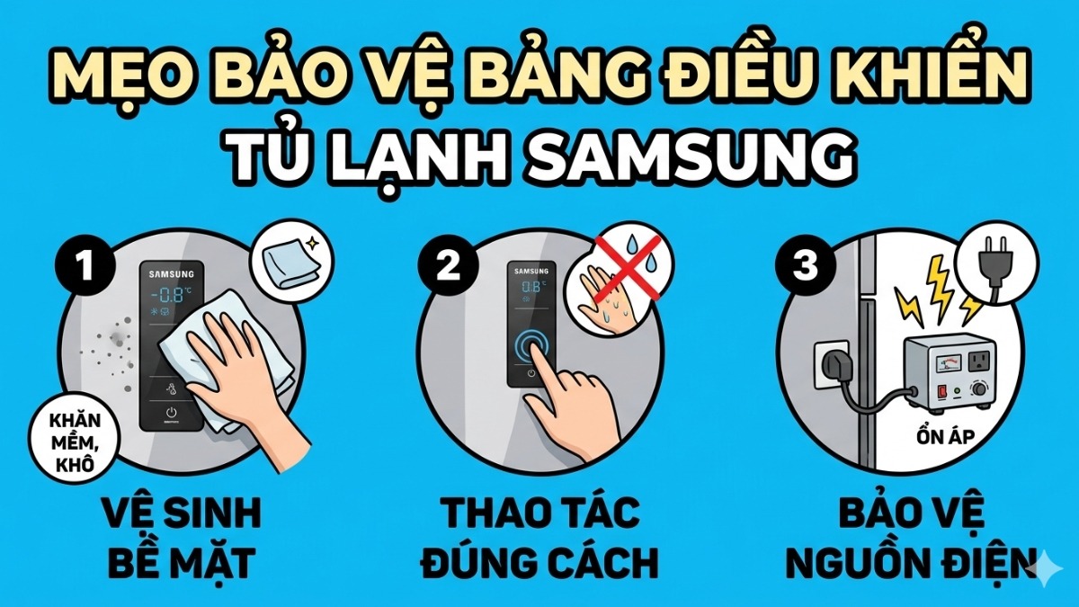 Lưu ý để bảng điều khiển tủ lạnh Samsung bền lâu