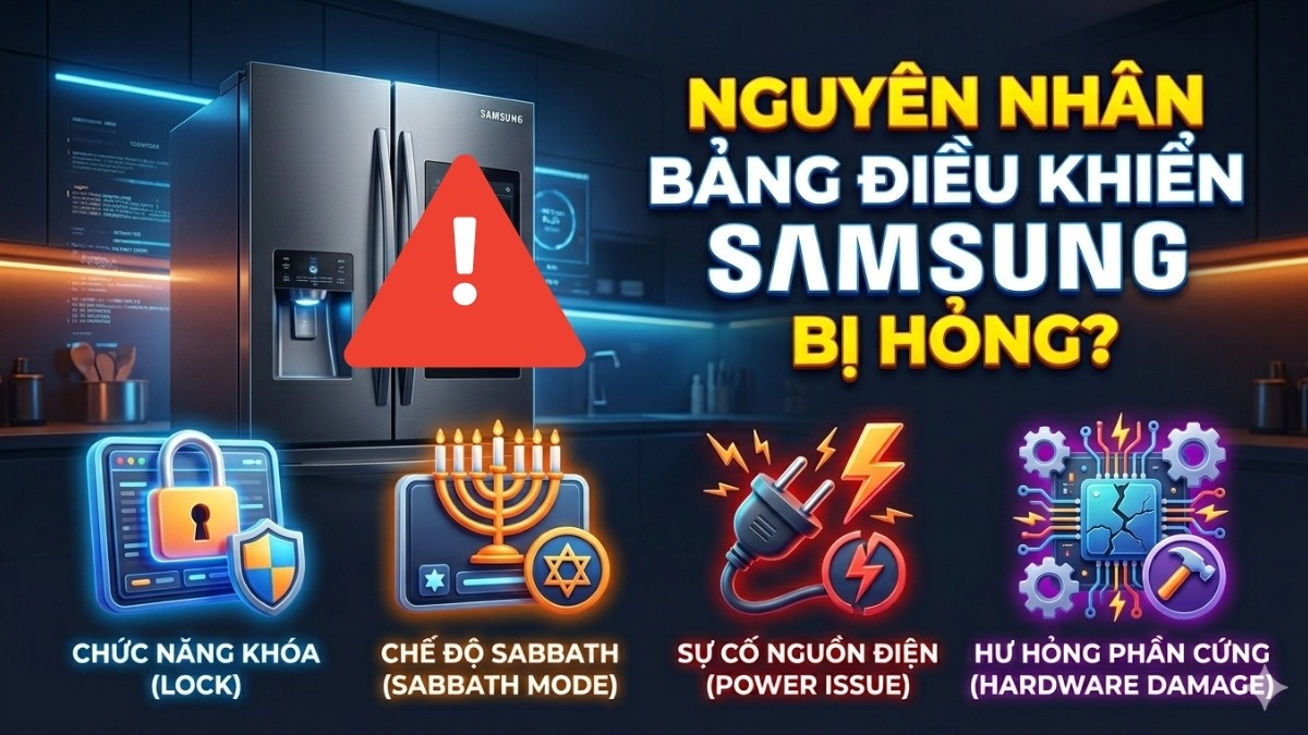 Nguyên nhân bảng điều khiển tủ lạnh Samsung bị hỏng