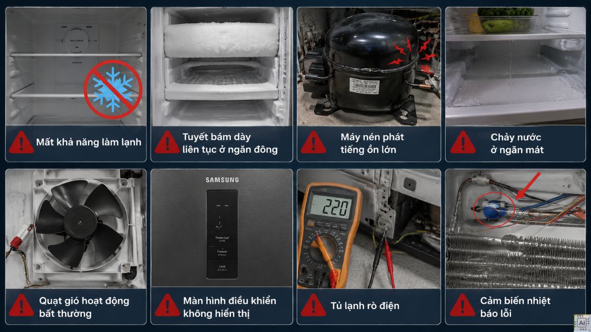 Lỗi thường gặp cần bảo hành tủ lạnh Samsung