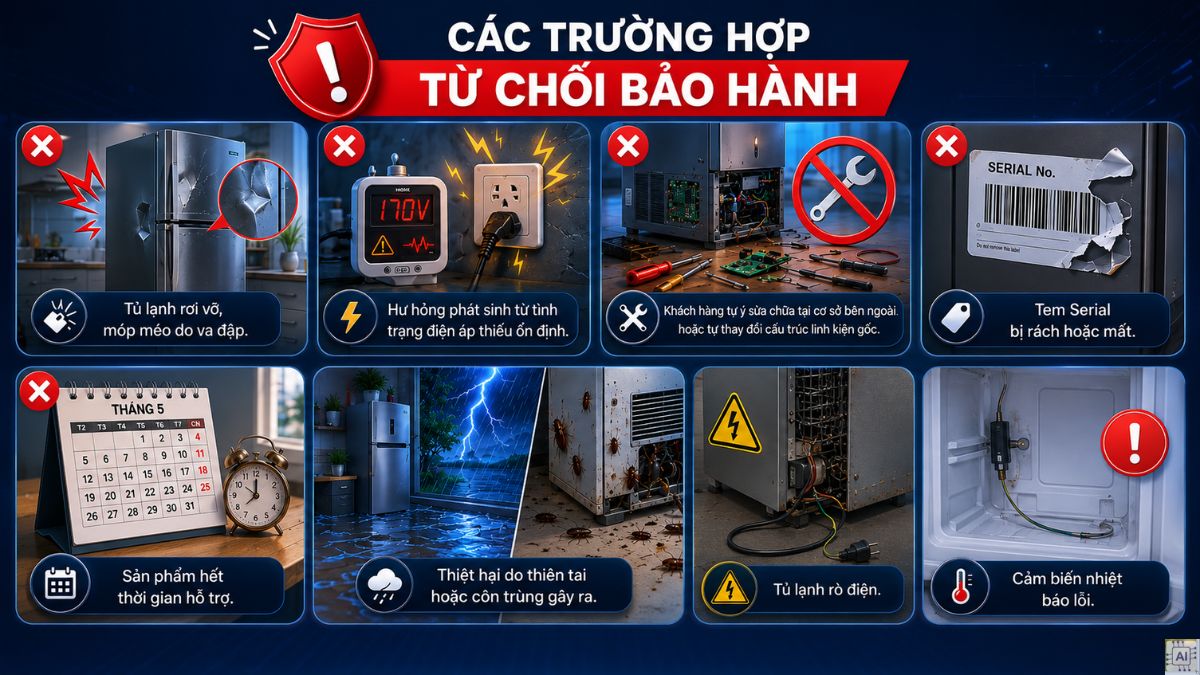Các trường hợp từ chối bảo hành