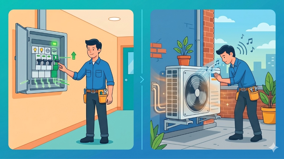 Bật lại nguồn, khởi động thiết bị